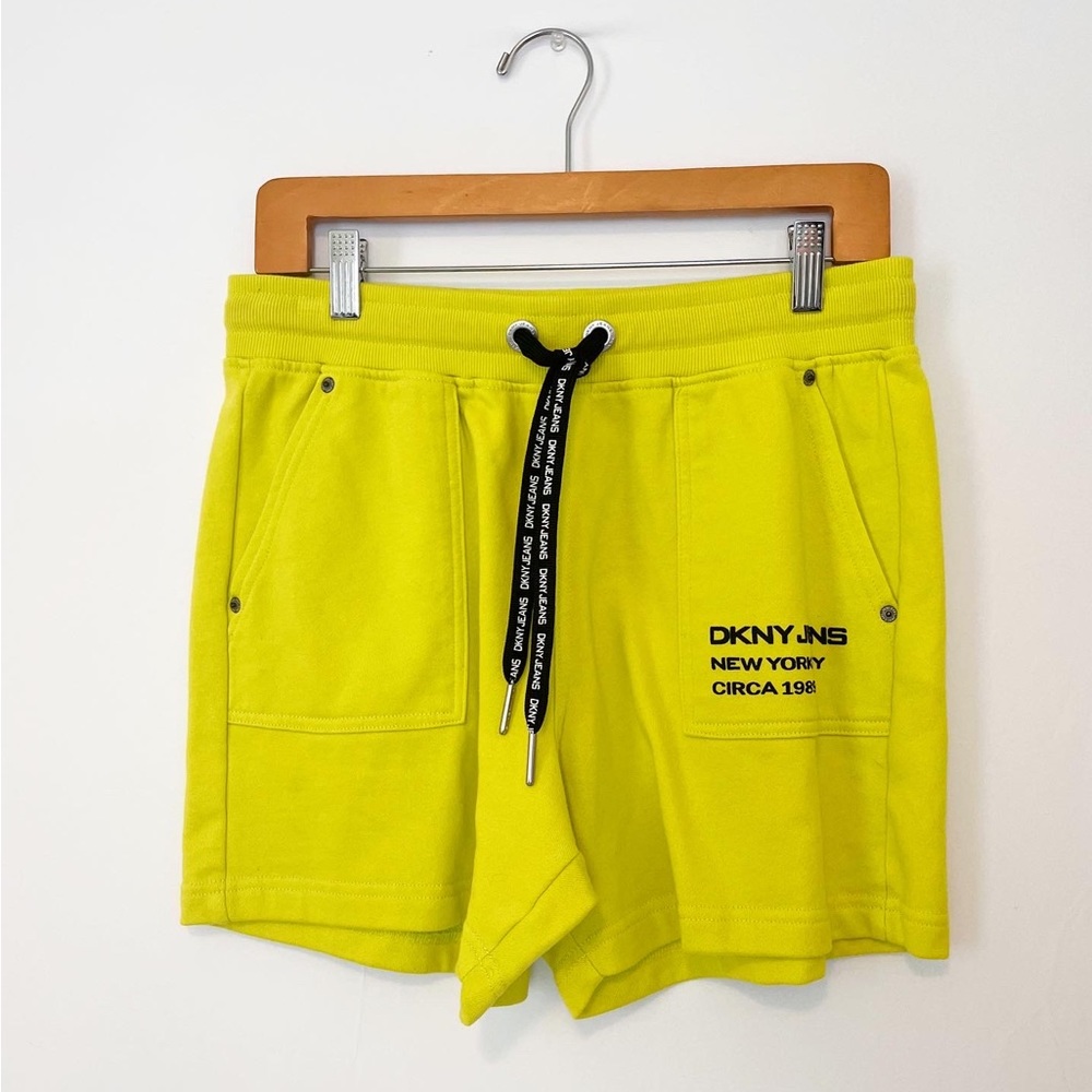 DKNY Chartreuse Sweat Shorts with pockets and drawstring